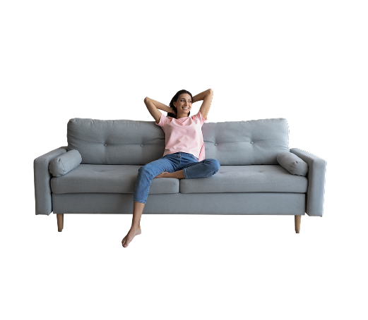 woman sitting on couch